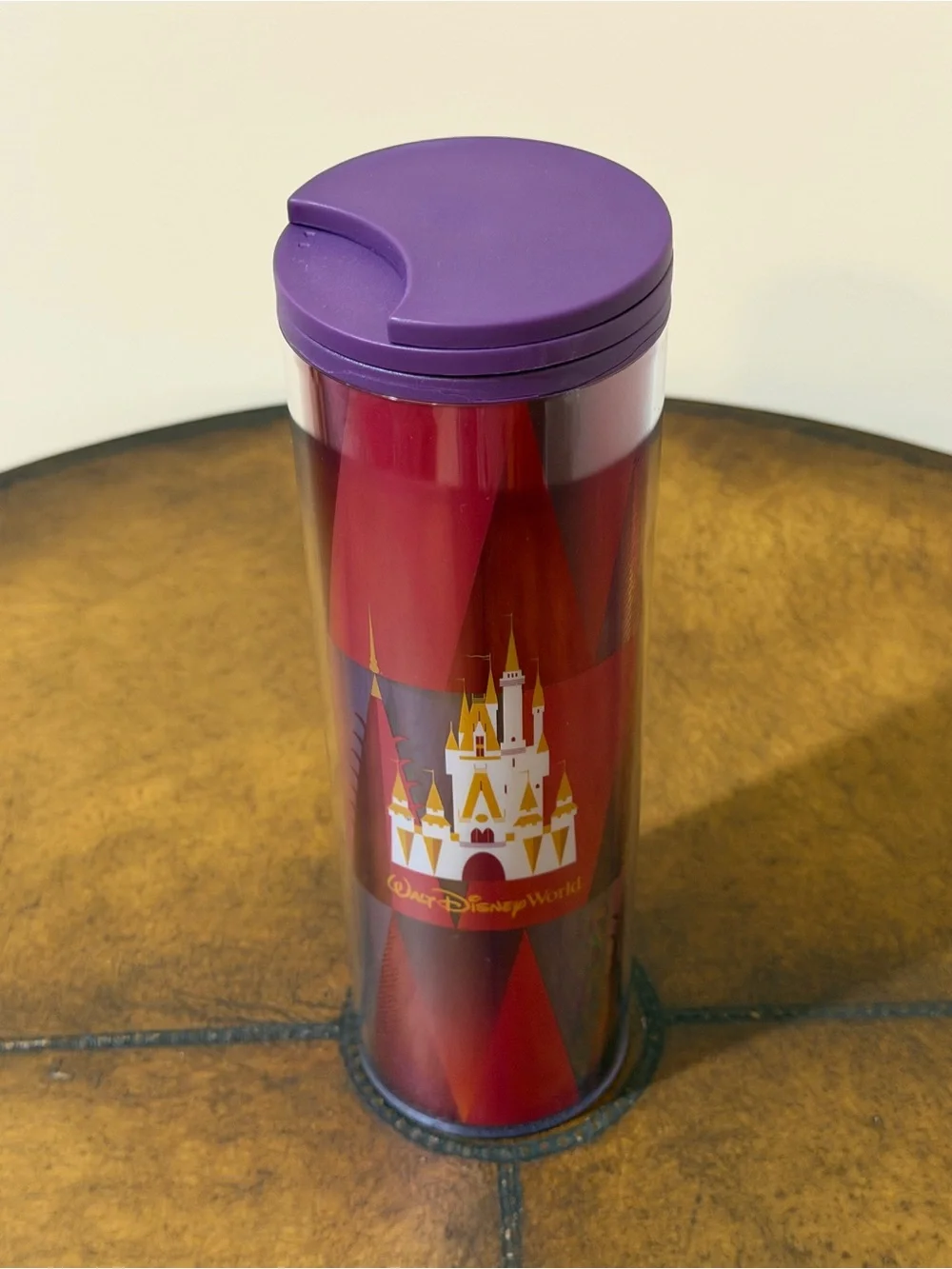 NEW WALT DISNEY WORLD STARBUCKS CINDERELLA CASTLE RED TRAVEL TUMBLER 16oz